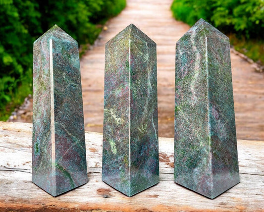 Healing Crystal Wand Beautiful Ruby in Kyanite Tower Obelisk Jumbo Size 7.5 inches 4 Faceted Pyramid Crystal Tower - Healing Crystal for Energy, Meditation, and Balance