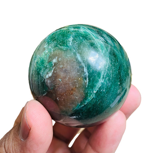 Green Mica Sphere Agate Ball Crystal Sphere 200 g | 52 mm - Healing Crystal for Energy, Meditation, and Balance
