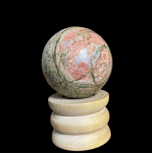 Unakite Crystal Ball, Unakite Crystal Sphere 50-55 mm - Healing Crystal for Energy, Meditation, and Balance