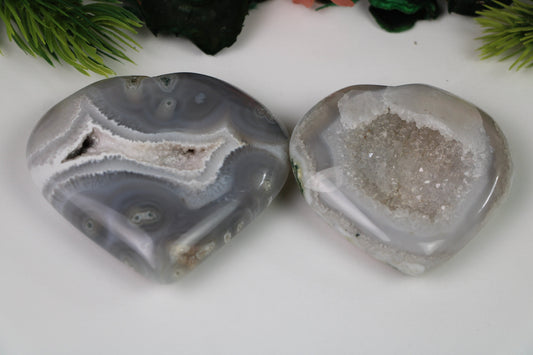 Tree Agate Druzy Quartz Heart, Crystal Geode Tree Agate Heart Carving, Healing Druzy Tree agate - Healing Crystal for Energy, Meditation, and Balance
