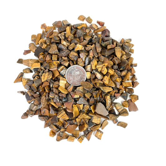 Tigers Eye Crystal Chips, Tigers Eye  Mini Tumbled Stone, Polished Tumbled Crystal Chips, Gemstone Chips - Healing Crystal for Energy, Meditation, and Balance