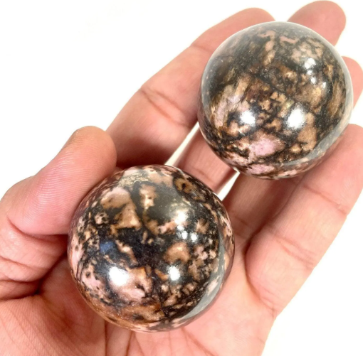 Rhodonite Crystal Sphere, Rhodonite Crystal Ball - Healing Crystal for Energy, Meditation, and Balance